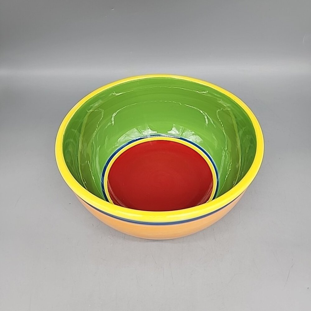 Dansk Caribe 8” Round Serving Bowl Hand Painted Ceramic